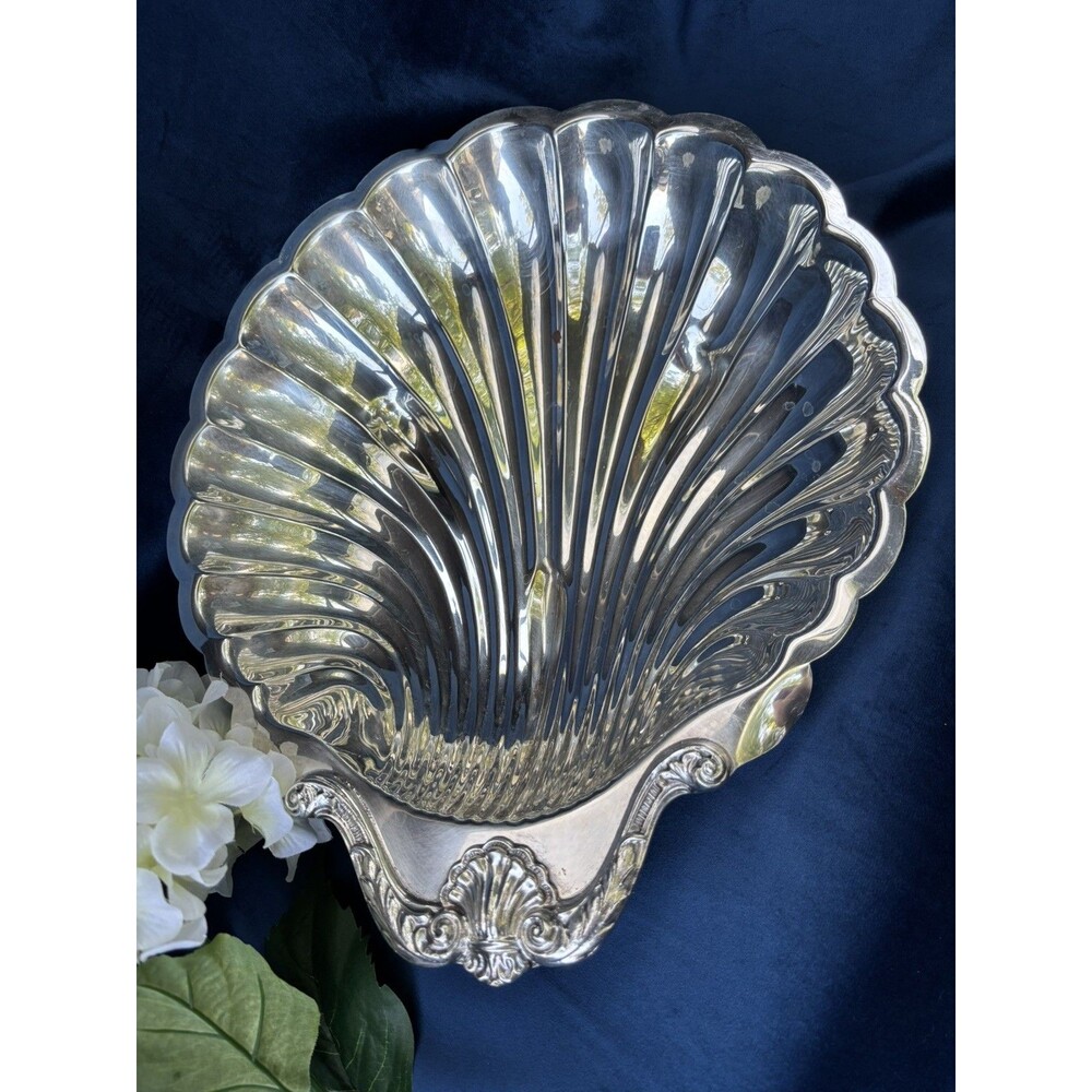 English Silver Corp. Large Silver Plated Scallop Shell Bowl USA - Picture 14 of 15